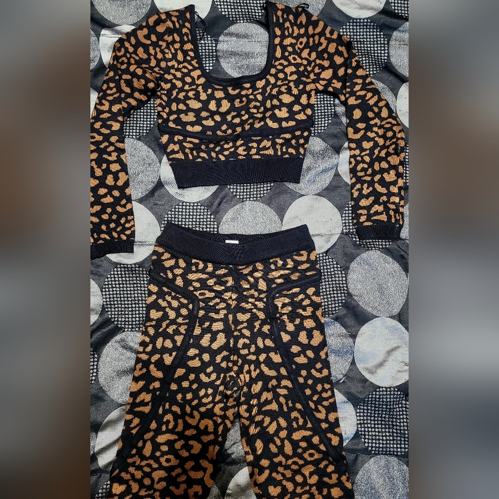 Cheetah print sweater legging set
